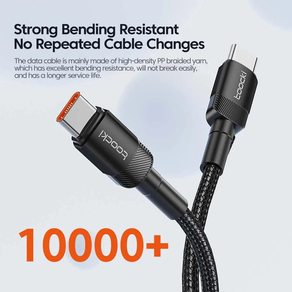 Toocki 100W USB-C to USB-C Fast Charging Cable – PD 3.0 & QC 4.0 High-Speed Charger for iPhone 15, MacBook, Samsung & More ⚡📱💻