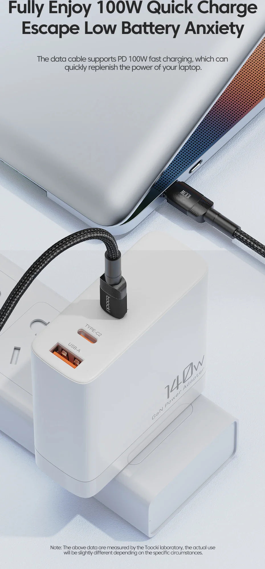 Toocki 100W USB-C to USB-C Fast Charging Cable – PD 3.0 & QC 4.0 High-Speed Charger for iPhone 15, MacBook, Samsung & More ⚡📱💻
