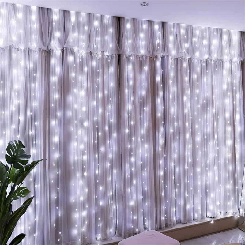 THOOBO! SparkLoom LED Curtain Fairy Lights — 8-Mode USB Remote Festoon String for Christmas, New Year & Home Décor ✨