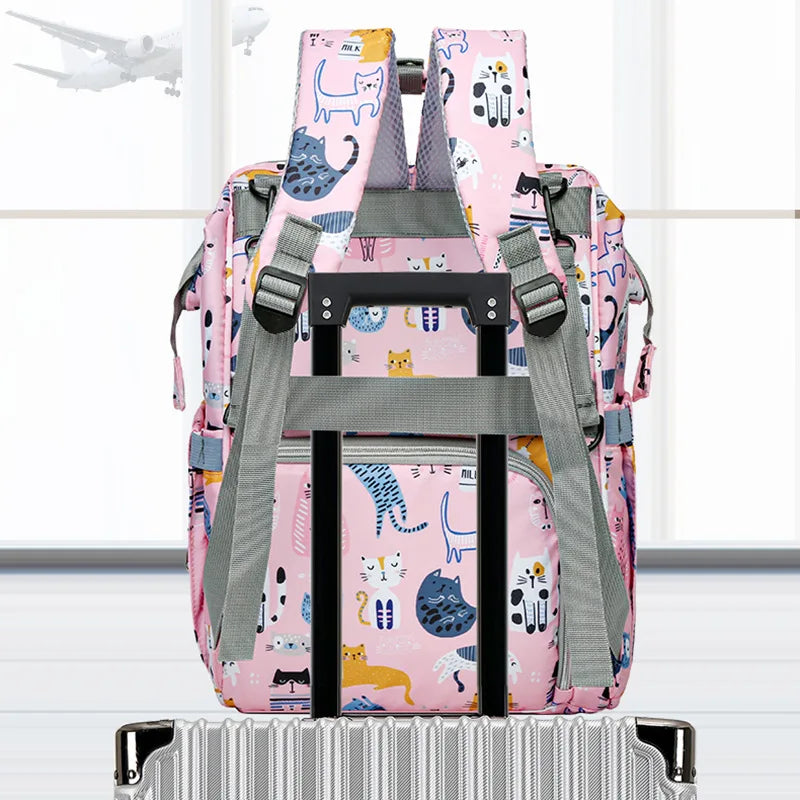 JoyTrail Mommy Backpack — Lightweight Printed Nylon Maternity & Baby Travel Bag with Large Capacity