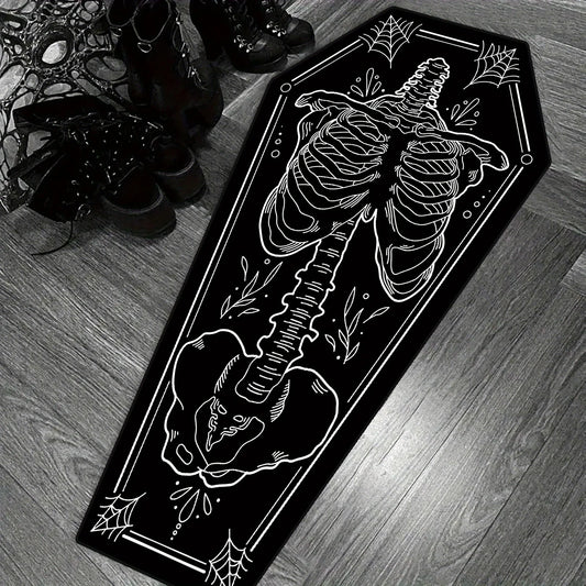 Gothic Coffin Skeleton Rug – Tactical Comfort Zone for Hardcore Homes & Battle-Ready Decor
