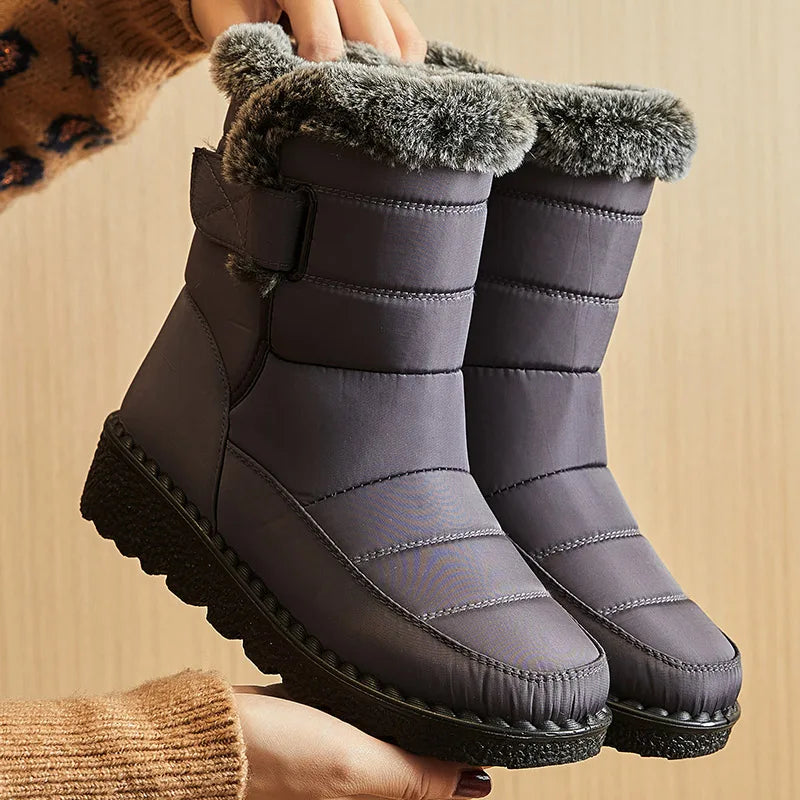 2025 Trend Women's Winter Snow Boots – Waterproof Low-Heel Ankle Boots with Plush Lining