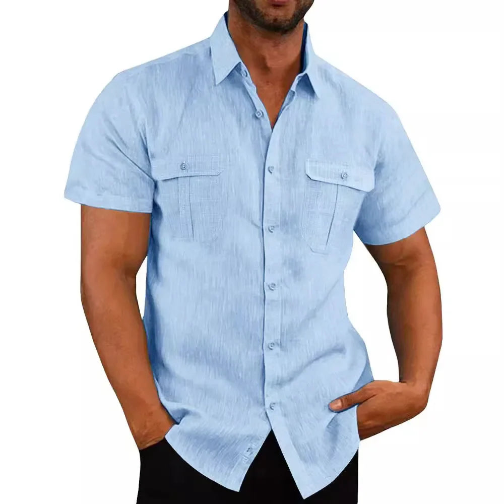 Rogue Tide Double Pocket Cotton-Linen Beach Shirt
