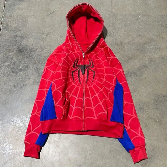 Women's Y2K Spider Web Red Hoodie Sweatshirt