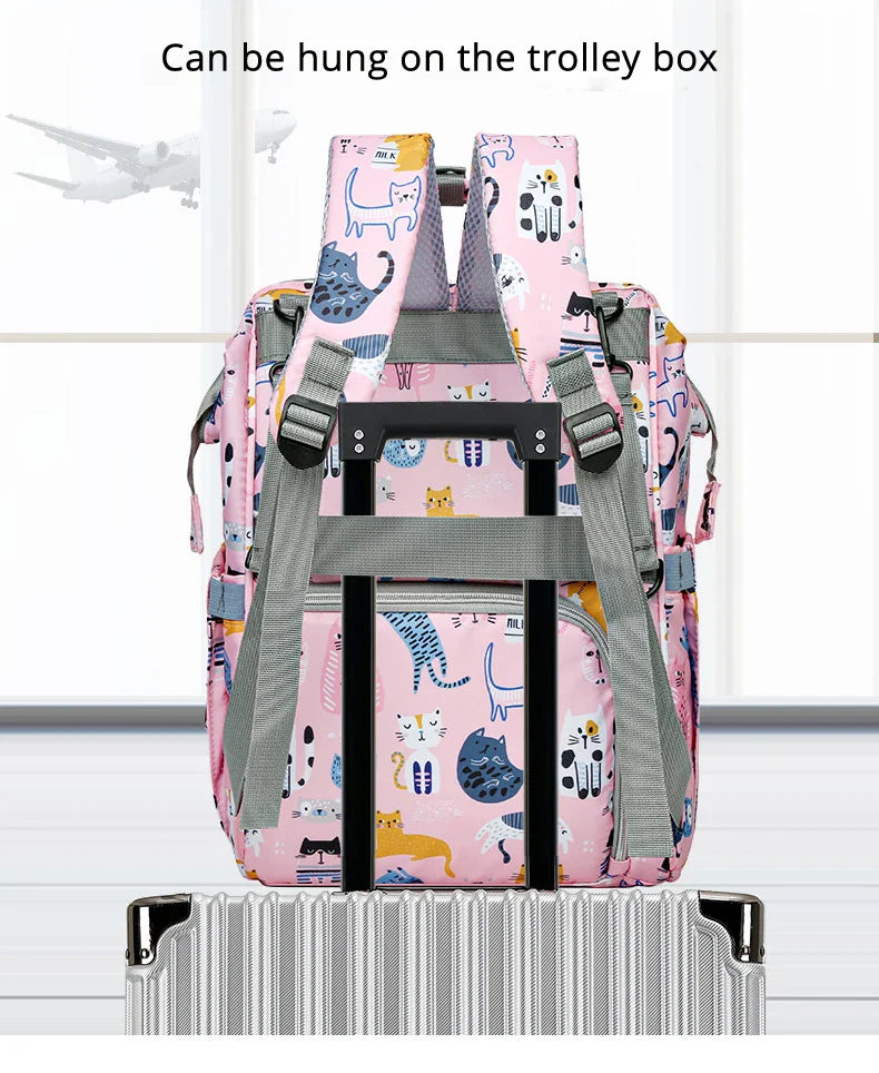 JoyTrail Mommy Backpack — Lightweight Printed Nylon Maternity & Baby Travel Bag with Large Capacity