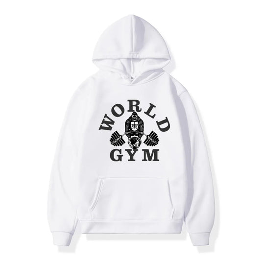 World Gym Harajuku Fleece Hoodie – Hip Hop Streetwear Pullover For Men And Women