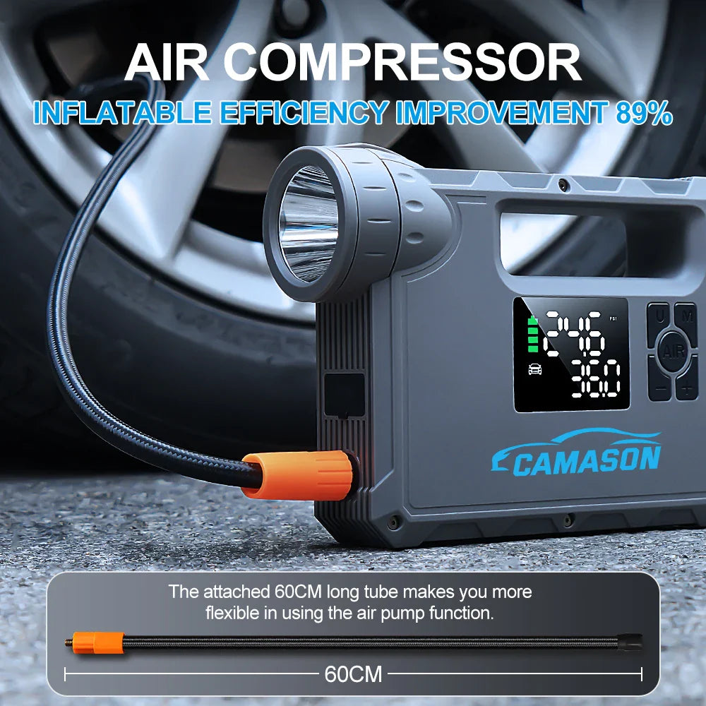 Road Riot X7 – 5-In-1 Car Jump Starter With Air Compressor, Flashlight & Power Bank