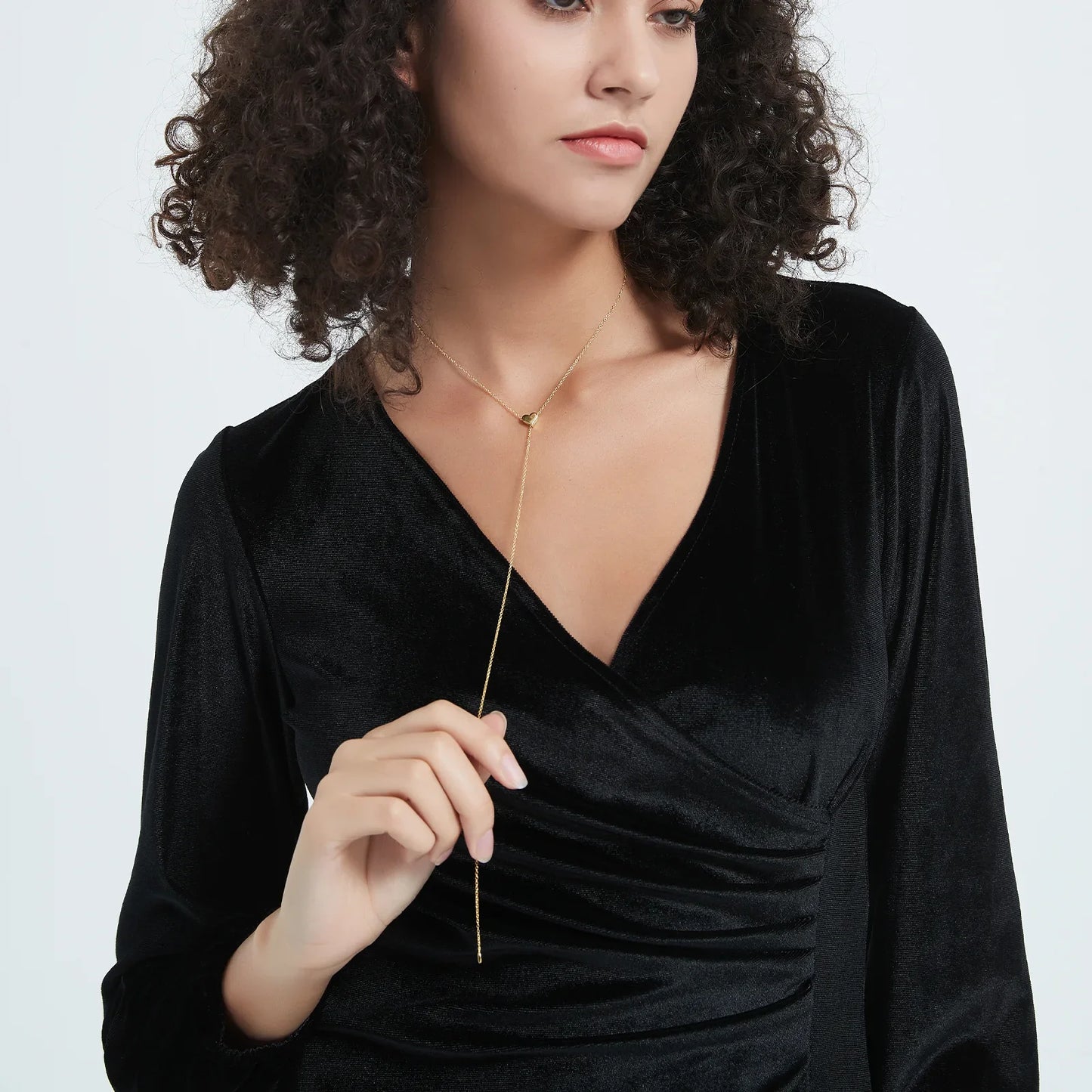 ANDYWEN 925 Sterling Silver Heart Pendant Necklace – Adjustable Snake Chain Charm for Women