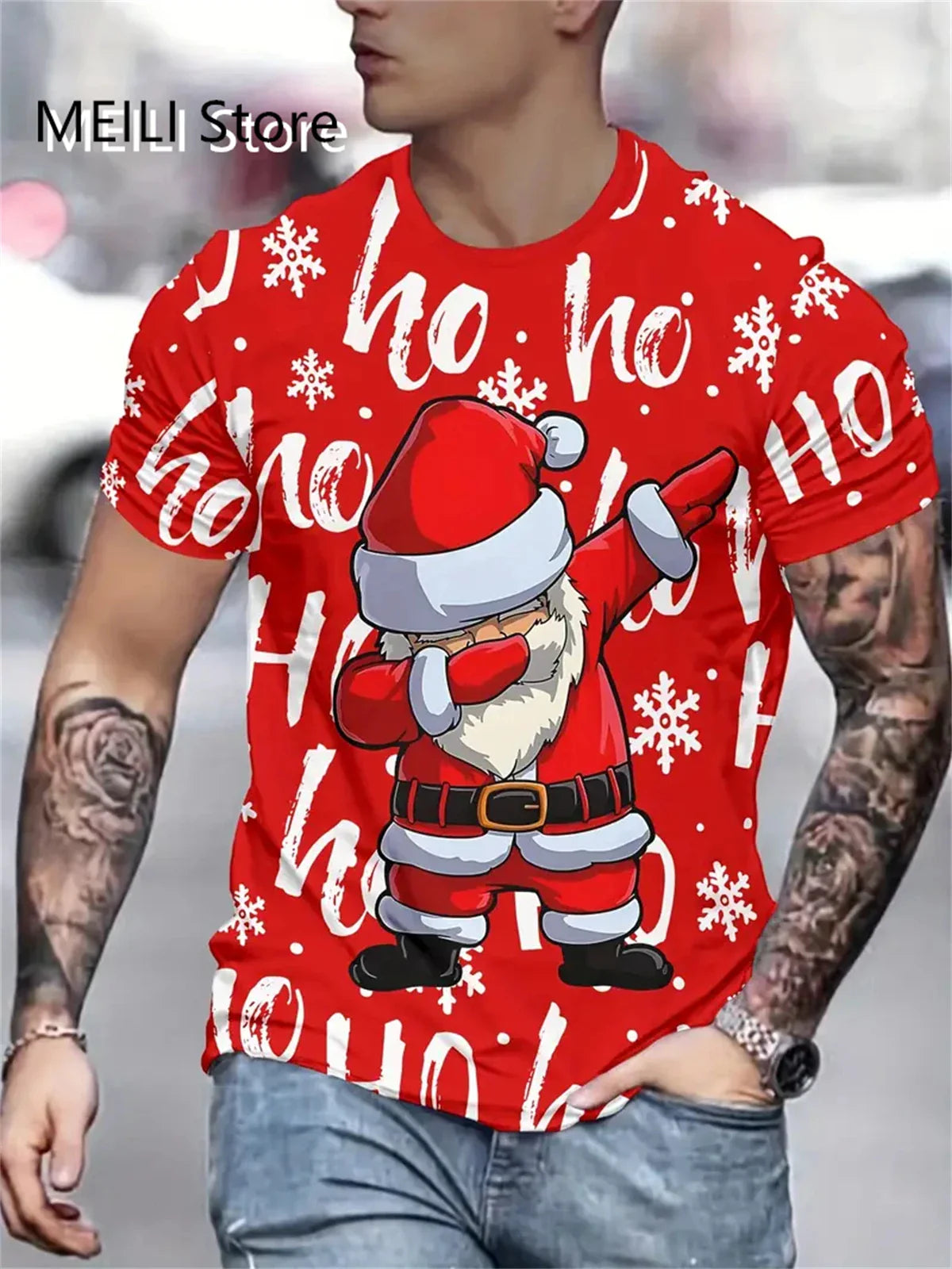 Santa’s Outlaw 3D Christmas Graphic T-Shirt – Holiday Havoc Edition