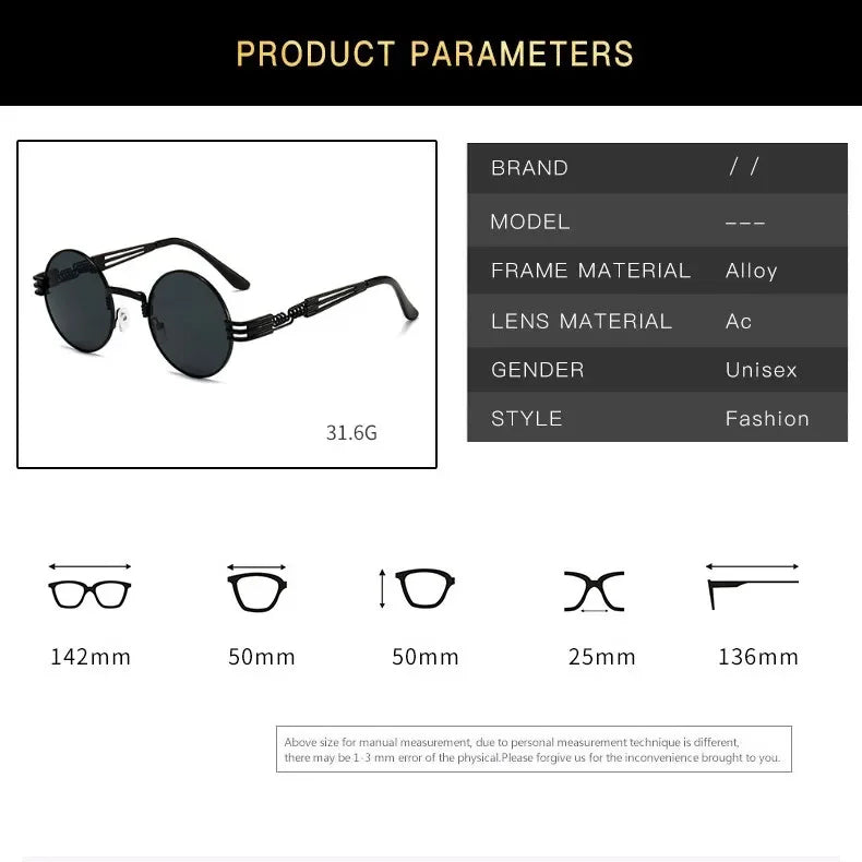 Crimson Gearpunk Shades – Gothic Red Round UV400 Sunglasses for the Brave