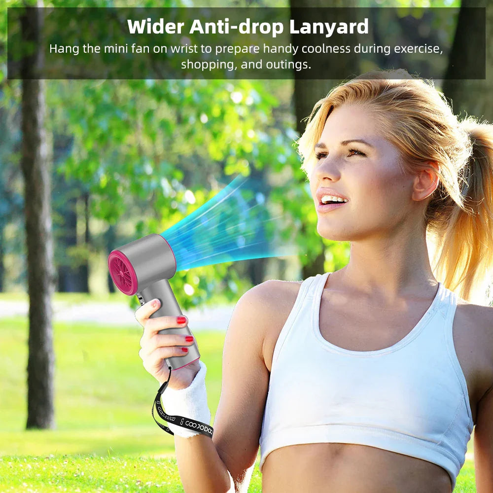 Mini Rechargeable Handheld Fan with 100 Speed Settings, Turbo Motor, Digital Display, Adjustable Cooling, and LED Light, Portable USB Fan for Outdoor & Indoor Use