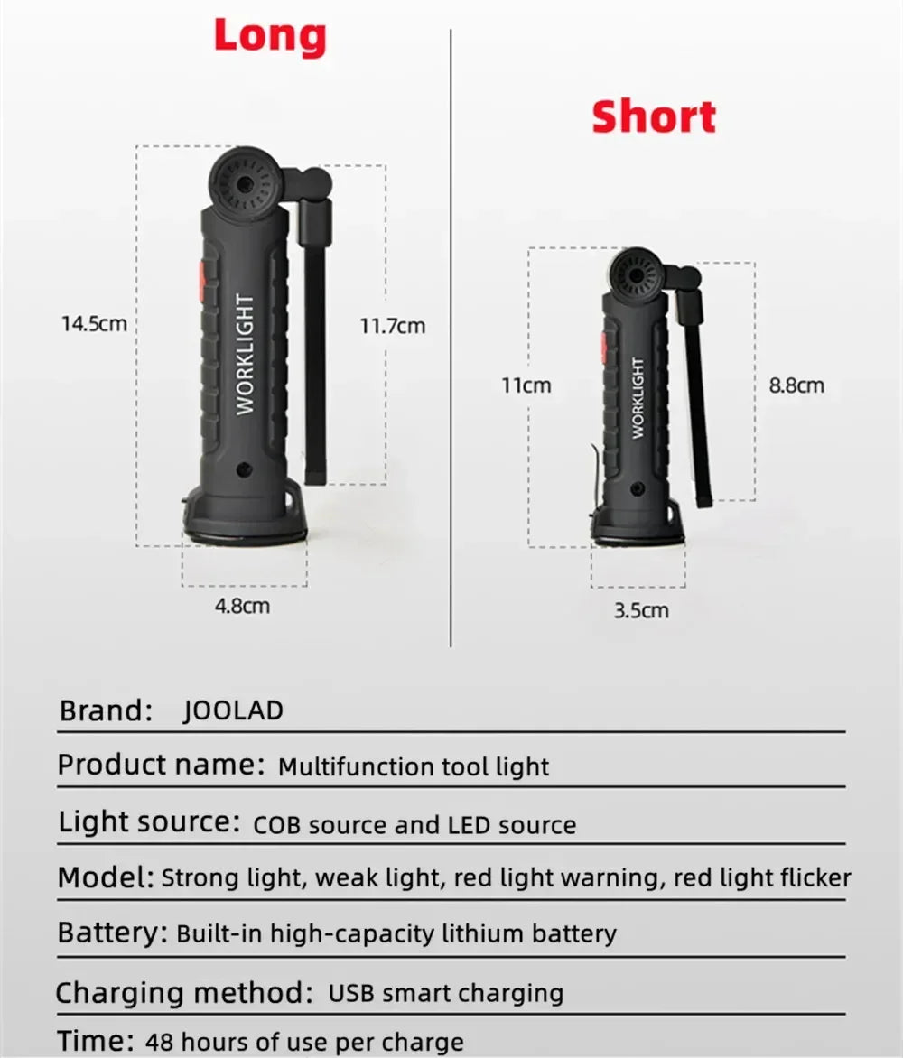 “Grip & Glow Pro” Magnetic COB LED Work Light – Pocket Torch Meets Power Bank