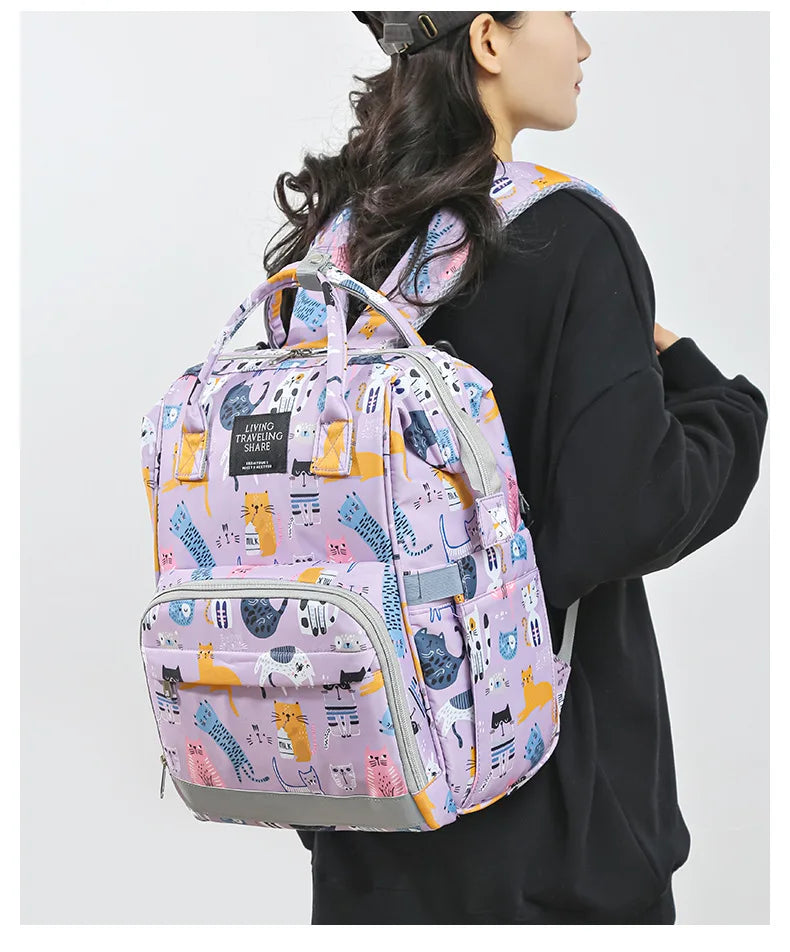 JoyTrail Mommy Backpack — Lightweight Printed Nylon Maternity & Baby Travel Bag with Large Capacity