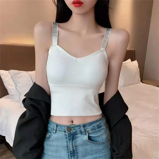 Venom V-Neck Cropped Vest: Rhinestone Rebellion Tank Top