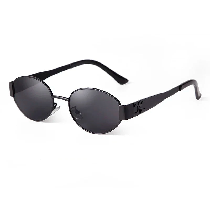 Retro Metal Frame Oval Sunglasses – Vintage 90s UV400 Gradient Shades for Men & Women