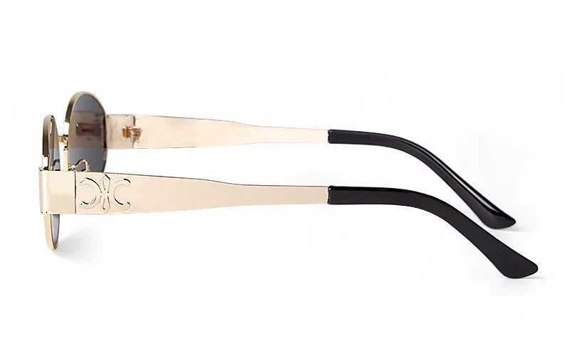 Retro Metal Frame Oval Sunglasses – Vintage 90s UV400 Gradient Shades for Men & Women