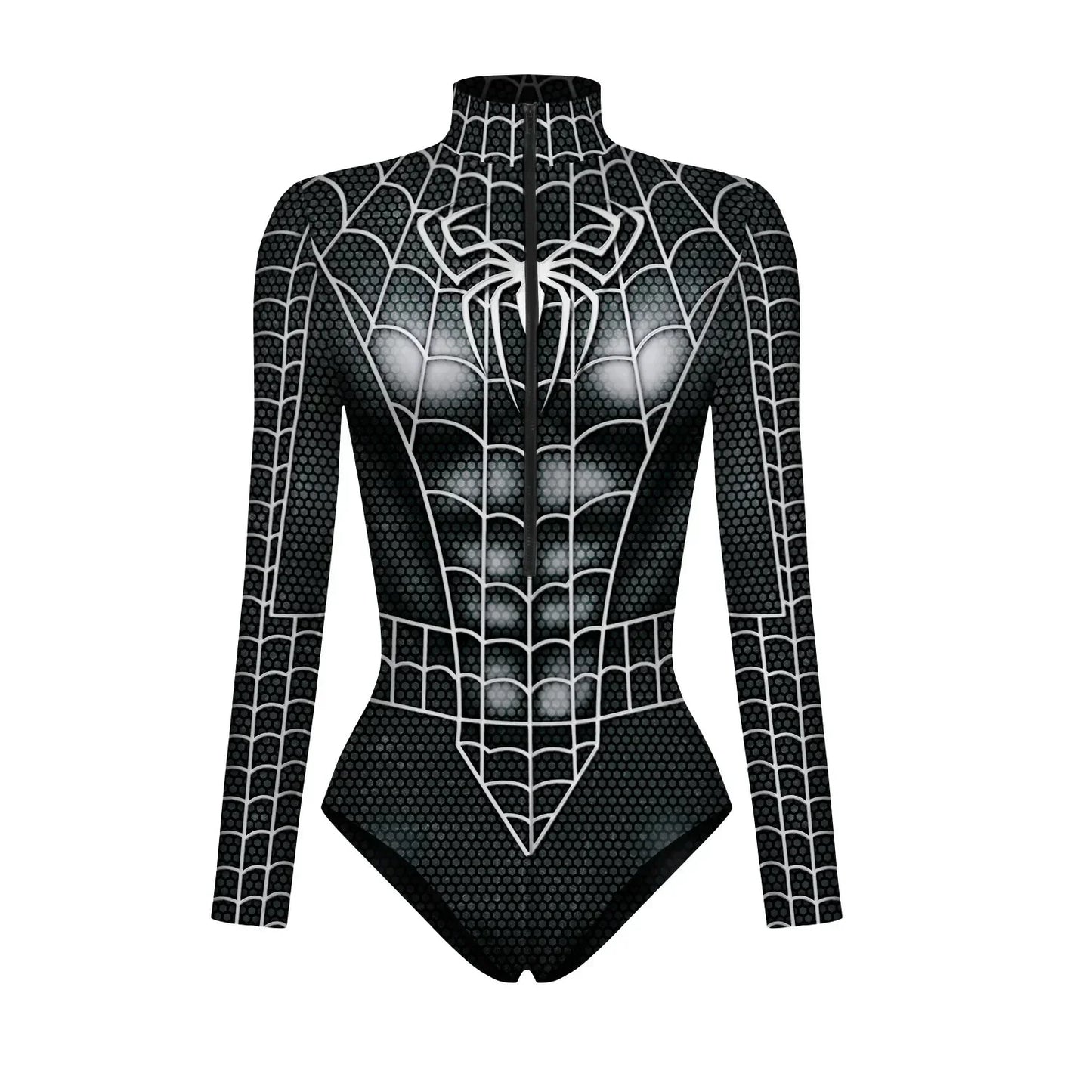 Spider Hero Captain 3D Print Long Sleeve Swim Bodysuit — Unisex Cosplay Jumpsuit For Beach, Pool, Halloween & Carnival