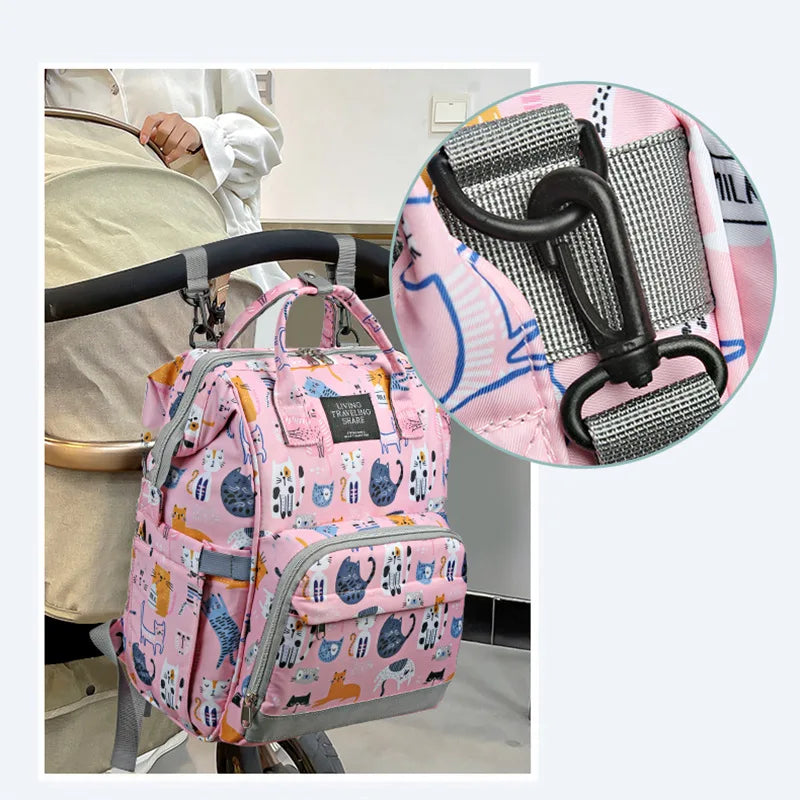 JoyTrail Mommy Backpack — Lightweight Printed Nylon Maternity & Baby Travel Bag with Large Capacity