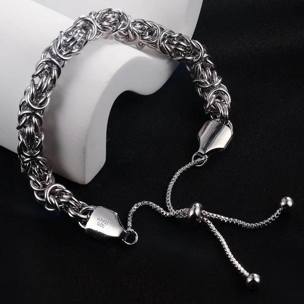 Imperial Pulse S925 Silver Byzantine Chain | Italian Rock Royalty Bracelet For Men & Women ⚡