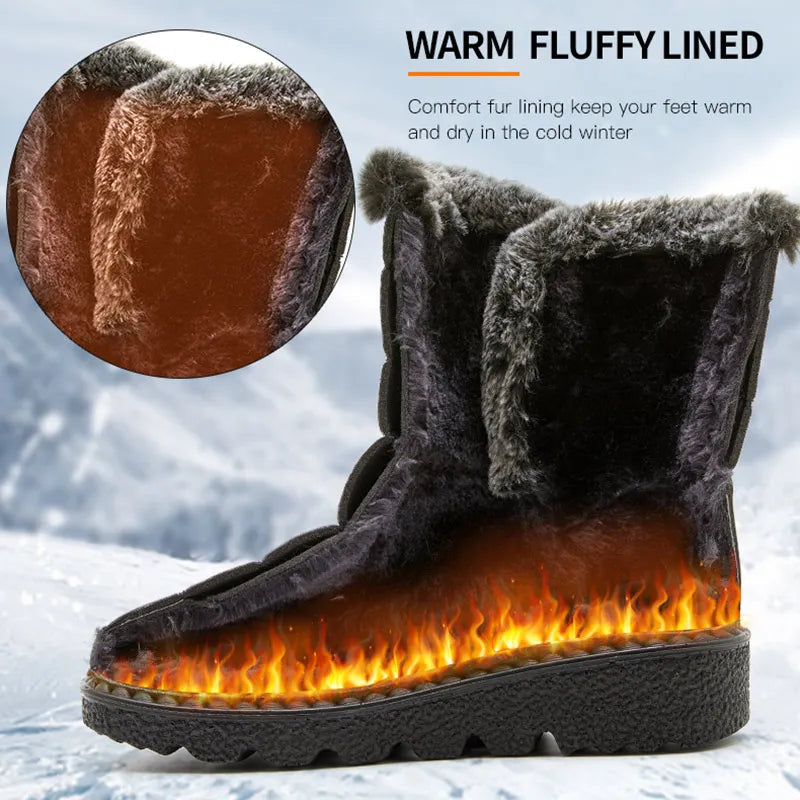 2025 Trend Women's Winter Snow Boots – Waterproof Low-Heel Ankle Boots with Plush Lining
