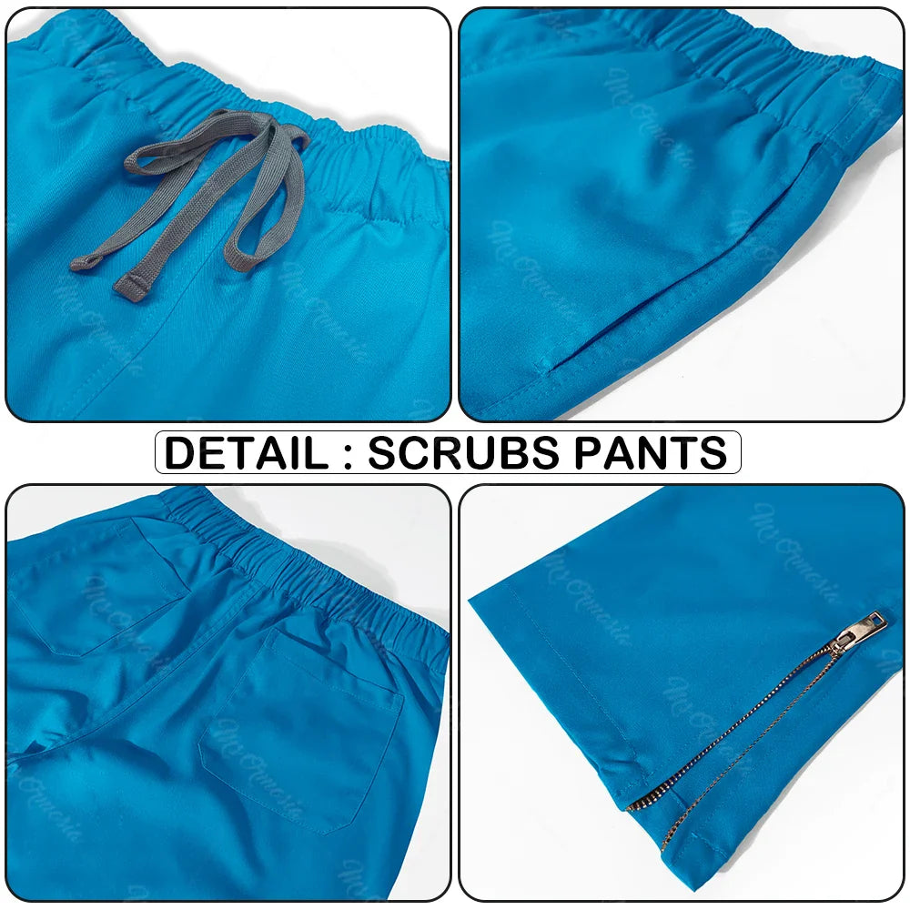 Unisex Medical Scrub Set | Fashionable & Breathable Beauty Salon & Nurse Uniform | Zipper Lapel Design