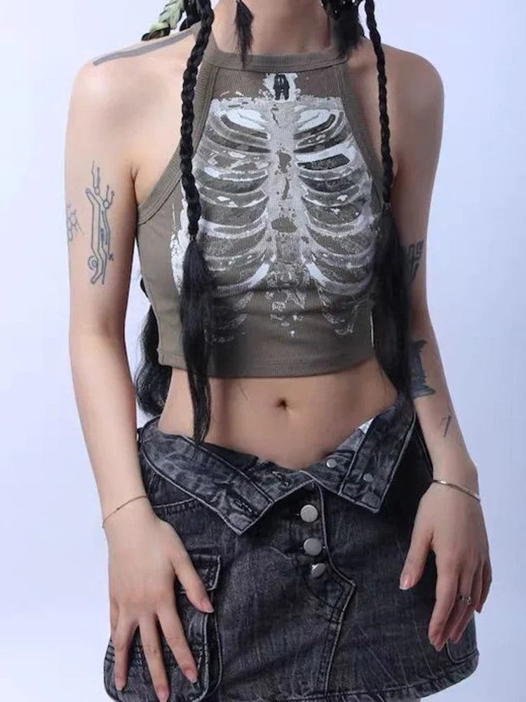 X-RAY VISION TANK – Cyberpunk Skeleton Crop for Future Rebels & Street Sirens