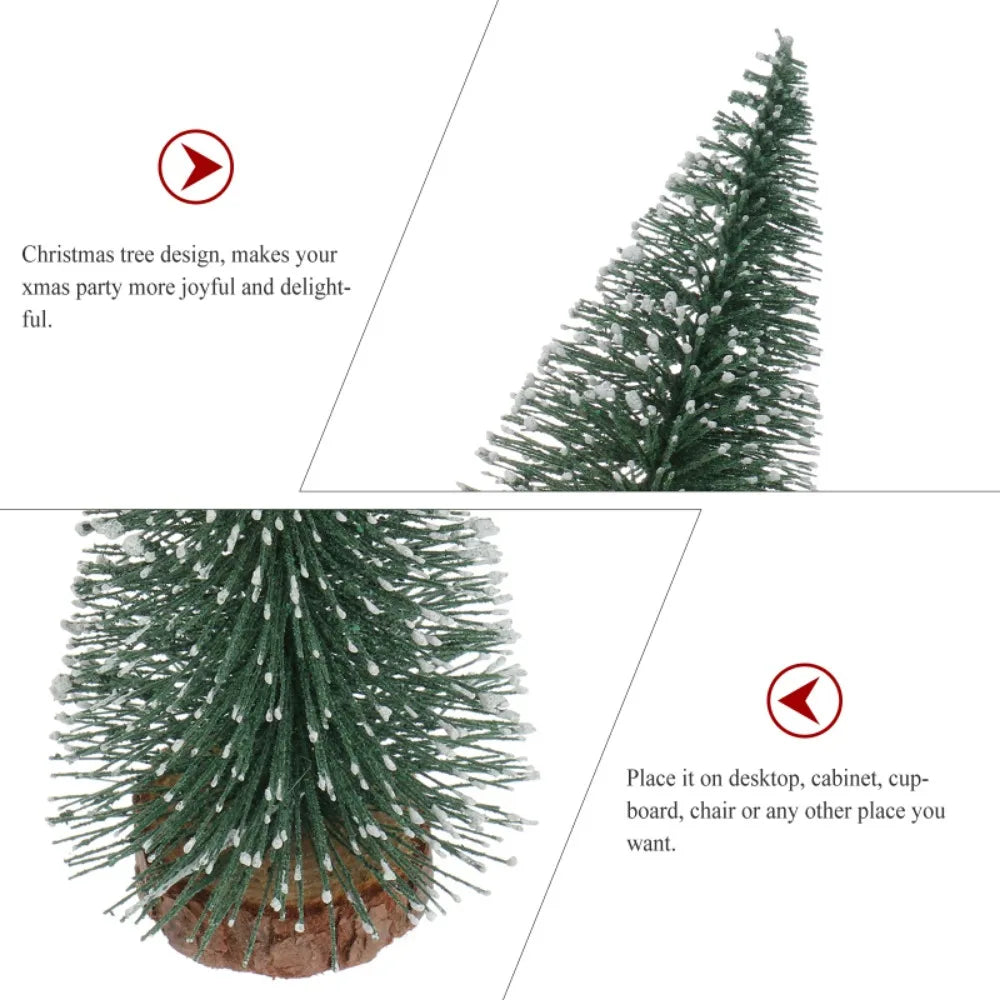 Snow-Kissed Mini Pine — Desktop Christmas Tree with Natural Wood Base (10–40 cm), Cozy Winter Decor for Home, Office & Parties