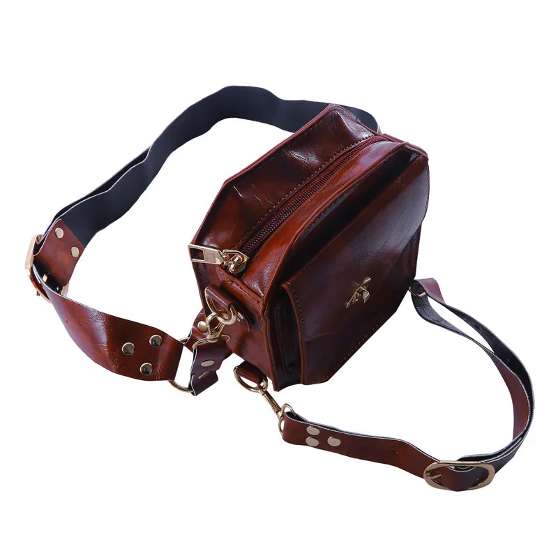 NIGHT RAID // Retro Punk PU Leg Harness Waist Bag – Crossbody Utility Pouch for Women