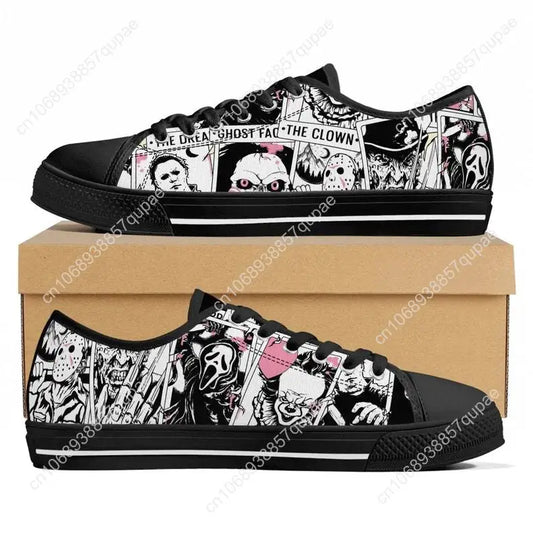 Horror Halloween 3D Canvas Sneakers – Custom Low Top Shoes for Men Women Teens