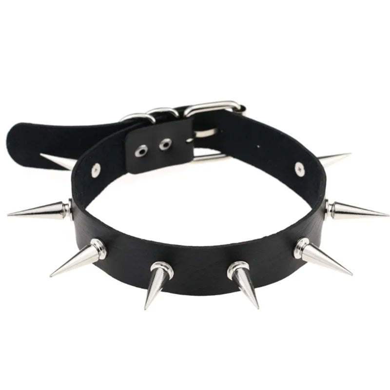 Harajuku Punk Rock Goth Choker - PU Leather Rivet Heart Cross Spike Necklace for Women, Hip Hop Bondage Jewelry