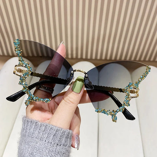 Diamond Butterfly Y2K Sunglasses – Ultra-Luxury Rockstar Eyewear for Women