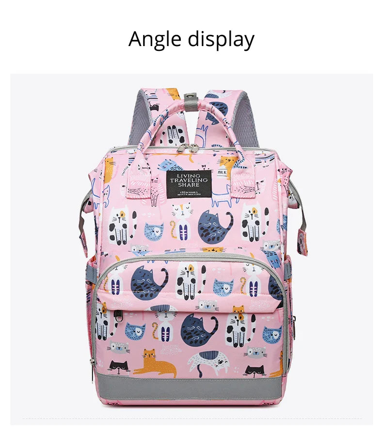 JoyTrail Mommy Backpack — Lightweight Printed Nylon Maternity & Baby Travel Bag with Large Capacity