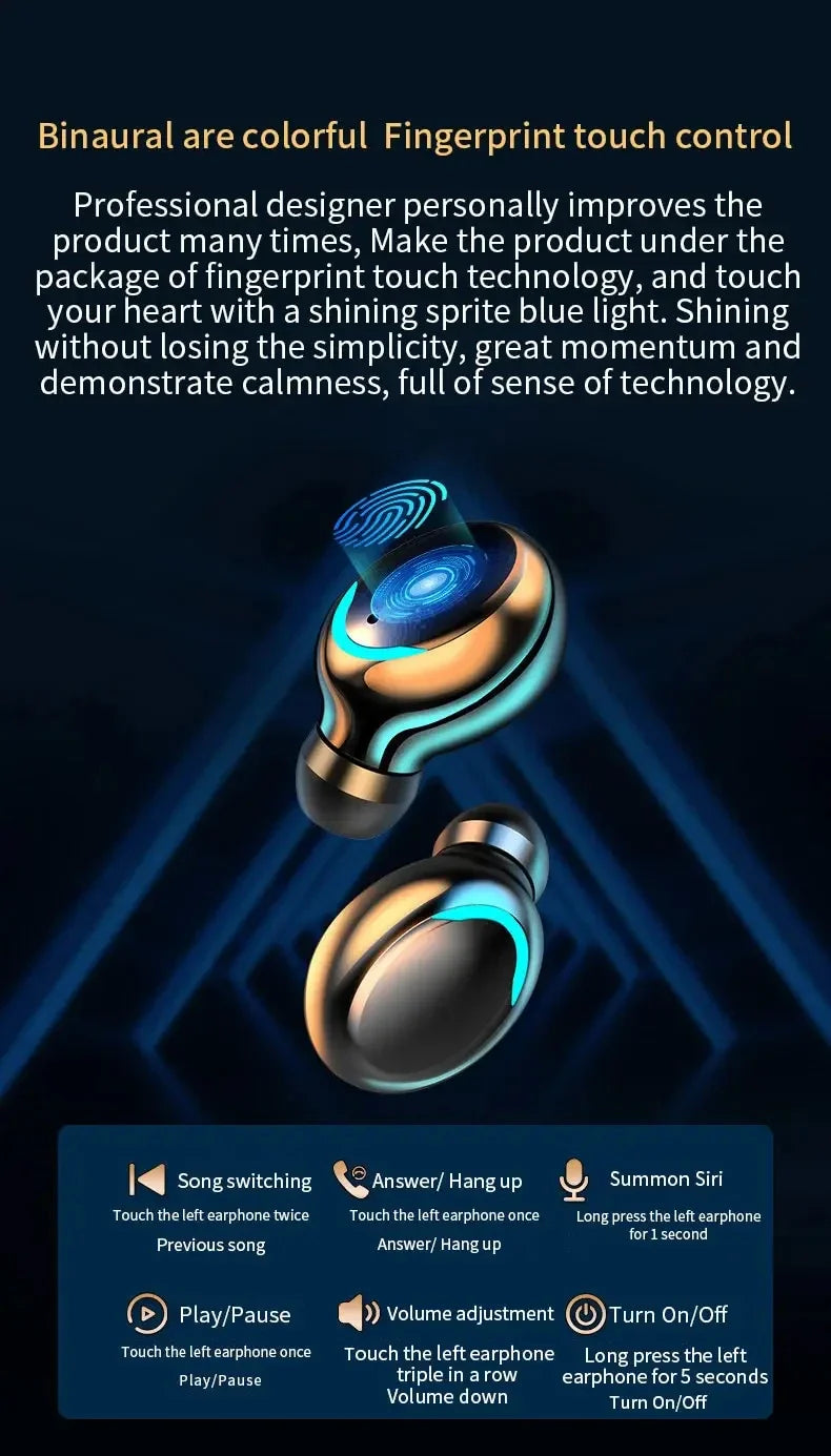 F9 PulsePods – Waterproof HiFi Bass Earbuds with LED Charge Display + Power Bank Case | Bluetooth 5.0, Touch Control, Noise-Canceling