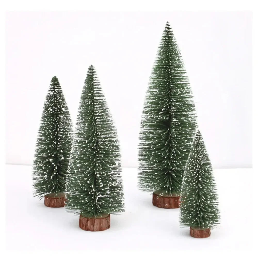 Snow-Kissed Mini Pine — Desktop Christmas Tree with Natural Wood Base (10–40 cm), Cozy Winter Decor for Home, Office & Parties