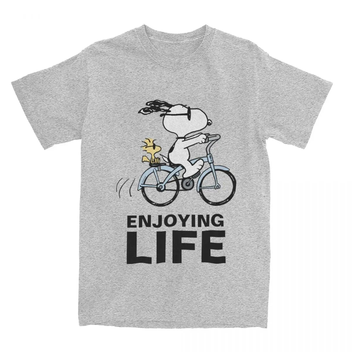Snoopy & Woodstock Holiday Ride T-Shirt – Men’s & Women’s Cotton Comic Classic – Christmas Bicycle Adventure Tee