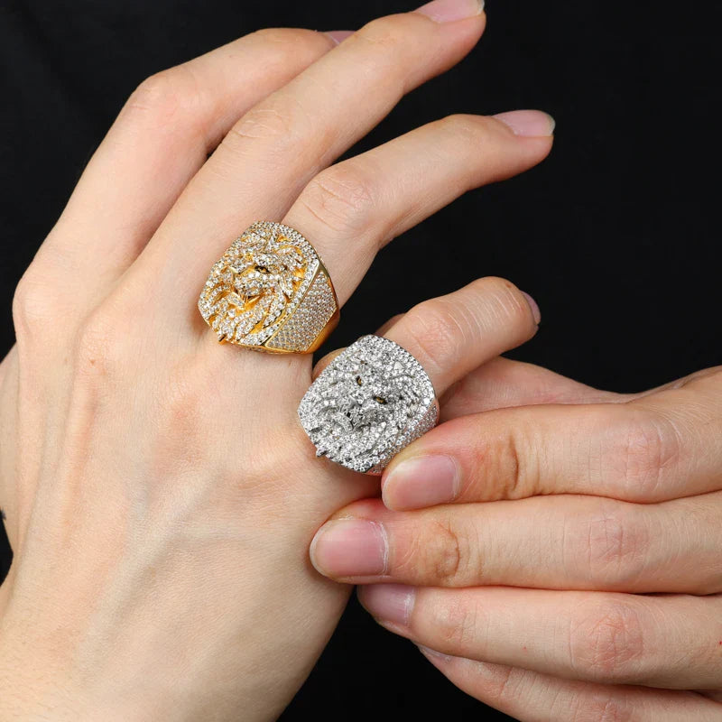 Dominion S925 VVS Moissanite Lion Ring – Precision-Crafted Sterling Silver Alpha Statement Band for Men | Tested D Grade Ice, Prong Set Power Symbol