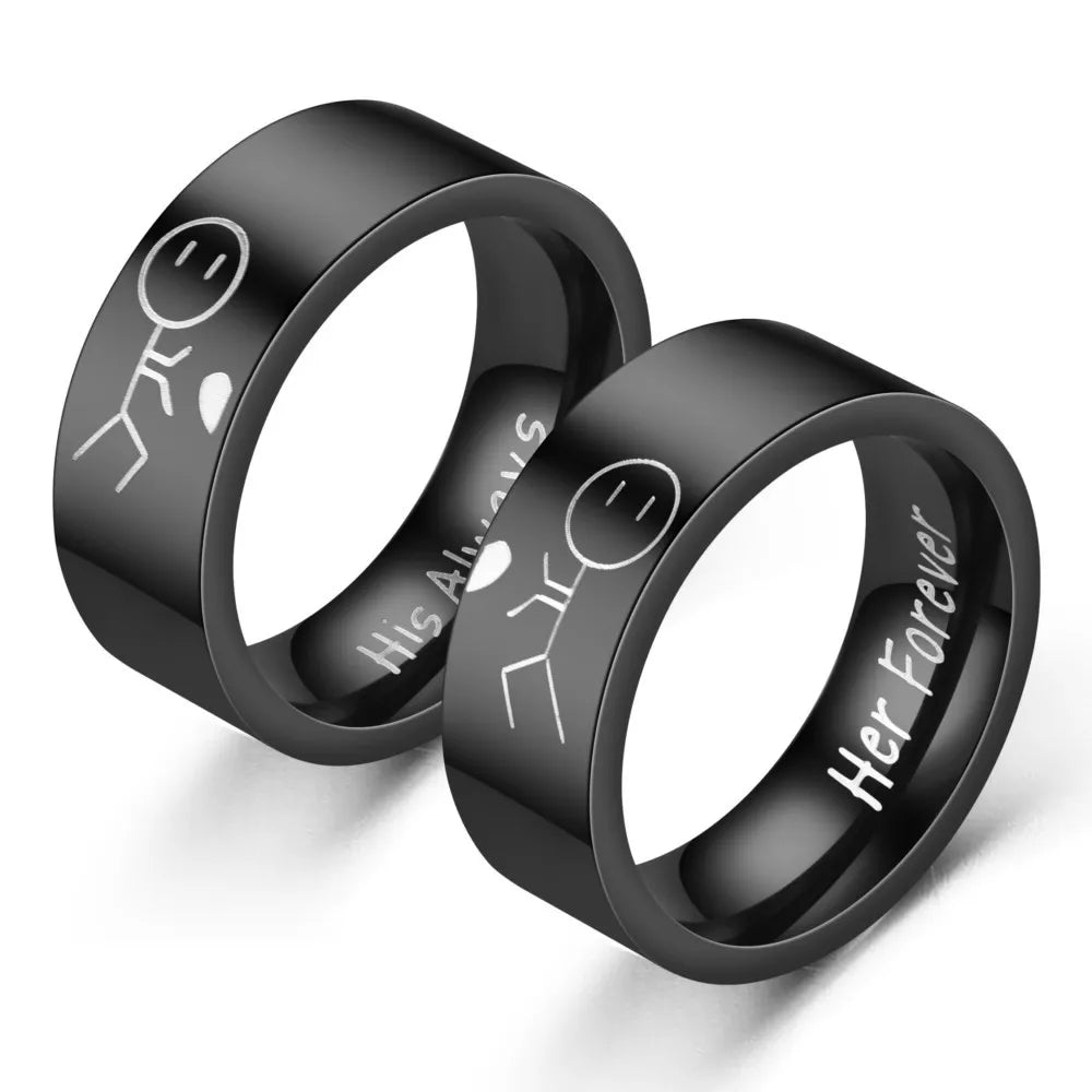 His Always, Her Forever – Stainless Steel Couples Rings for Eternal Love & Unbreakable Bonds