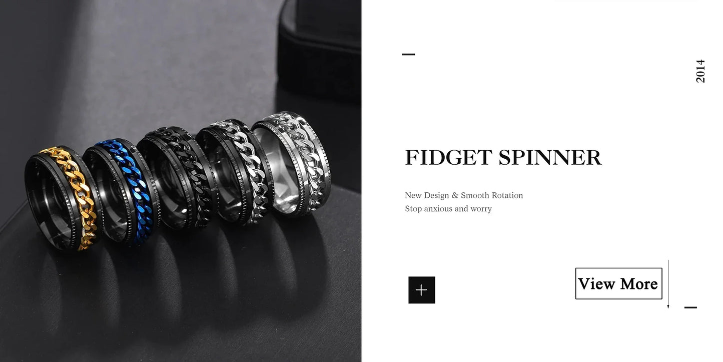 GearFury Chain-Spin Ring — Titanium Steel Grind, Zero-Noise Focus, 8mm Biker Cool (BT*8019)