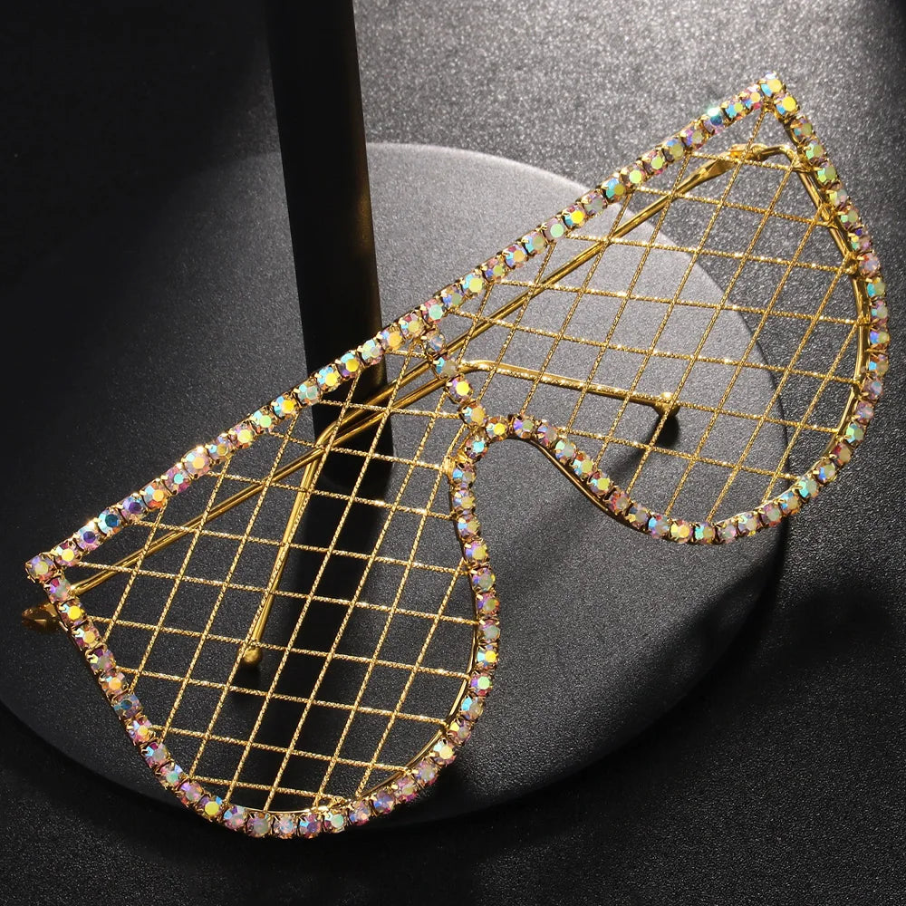 Stonefans “Facebreaker 2025” Mesh Crystal Frames – Y2K Rockstar Face Jewelry for Women, Belly Dance Bling & Headliner-Ready Statement Shades
