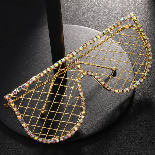 Stonefans “Facebreaker 2025” Mesh Crystal Frames – Y2K Rockstar Face Jewelry for Women, Belly Dance Bling & Headliner-Ready Statement Shades