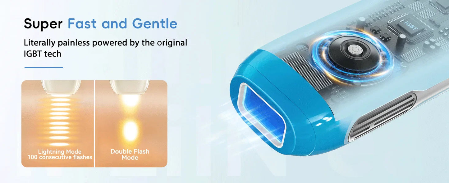 FlashQueen 5.2 – Unlimited IPL Laser Hair Removal Device with 22J Power & Lightning-Fast 0.8s Flashes for Face, Bikini & Body