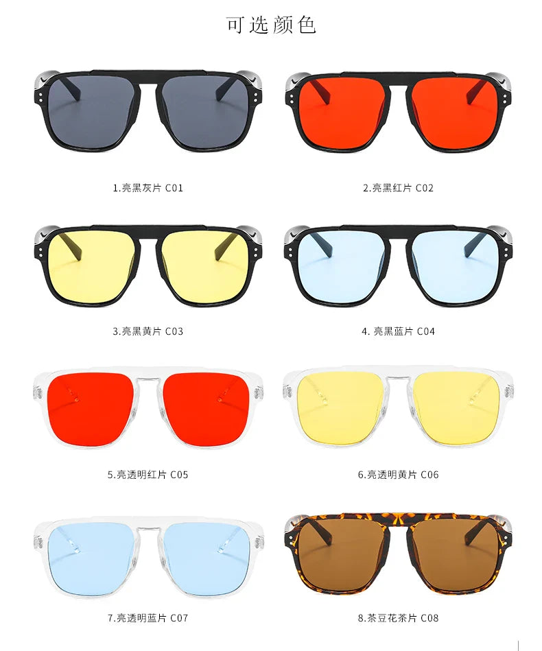 RiotVision Red Rivet Shades – Oversized Square Sunglasses for Rockstars and Outlaws