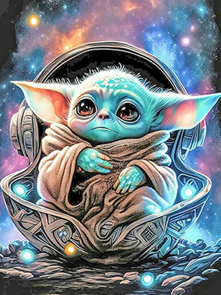 Baby Yoda Star Wars 5D Diamond Painting Cross Stitch Set – Ultimate DIY Sparkle Mosaic Art for Epic Home Decor & Gift