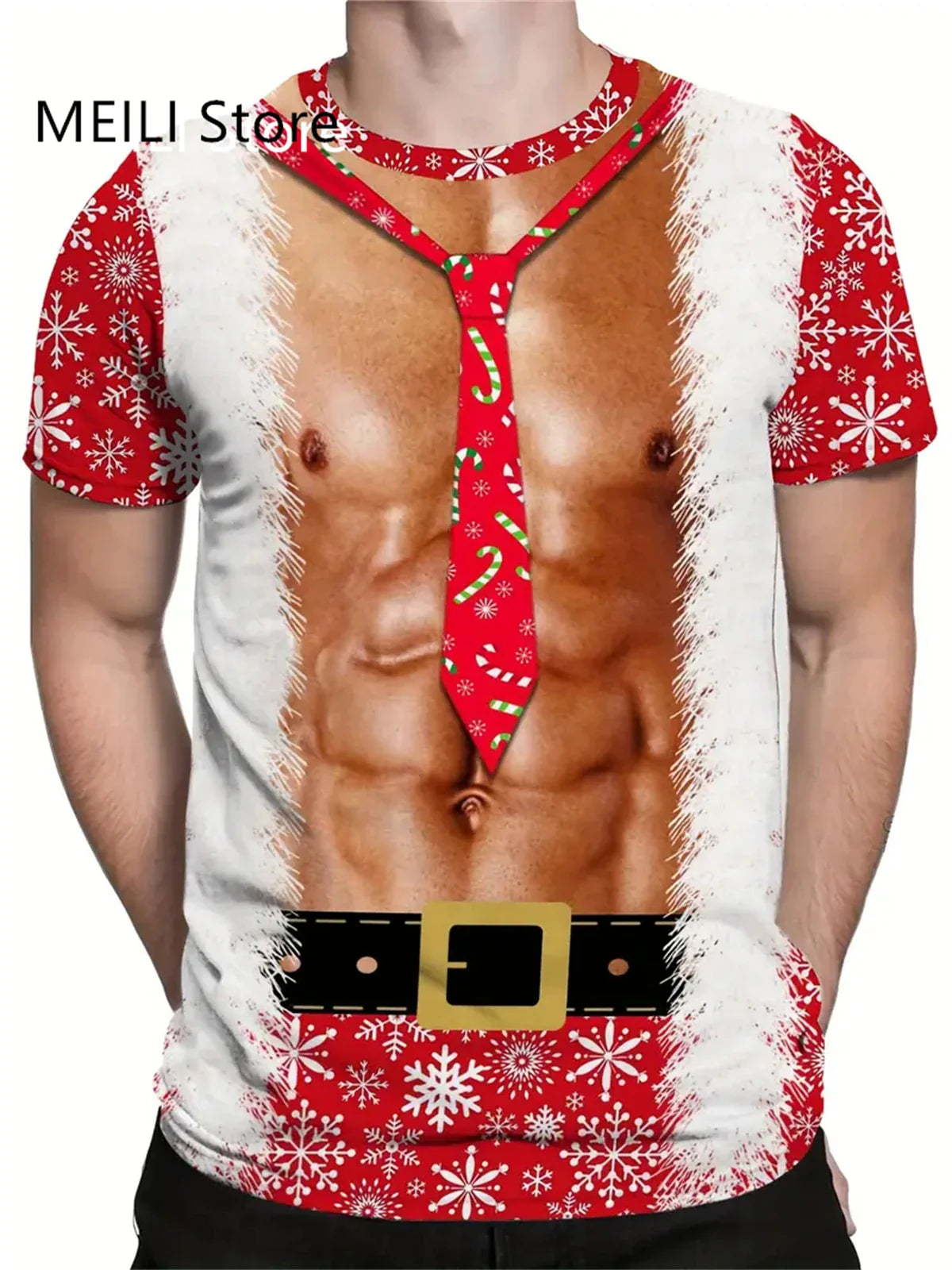 Santa’s Outlaw 3D Christmas Graphic T-Shirt – Holiday Havoc Edition