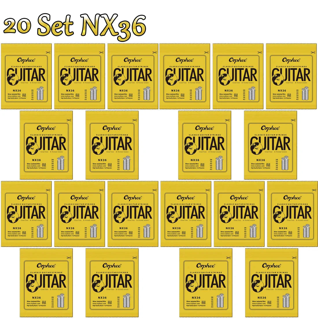 “NX SILVERBLOOD STRING PACK” – 10/50 Set Orphee NX-Series Silver-Plated Nylon Strings | For Classical Guitarists Who Shred in Silence