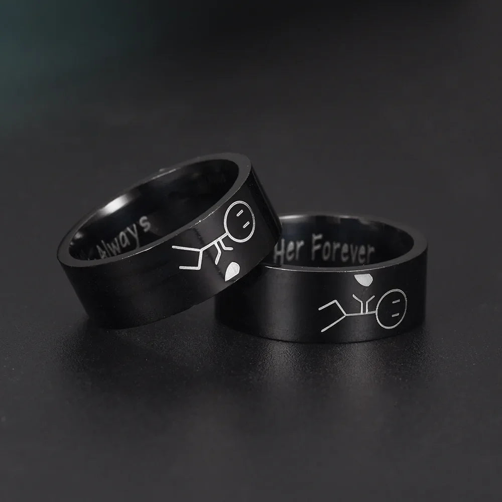 His Always, Her Forever – Stainless Steel Couples Rings for Eternal Love & Unbreakable Bonds