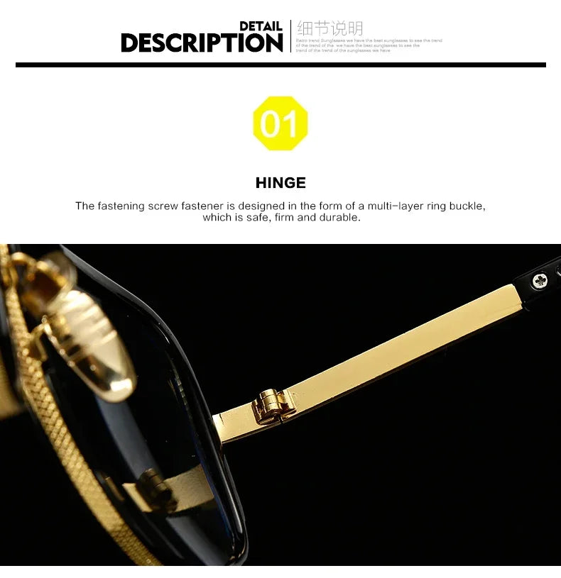 DEATHEYES KP1828 – Oversized Metal Gradient Sunglasses for Men | GTA Getaway Edition UV400 Shades