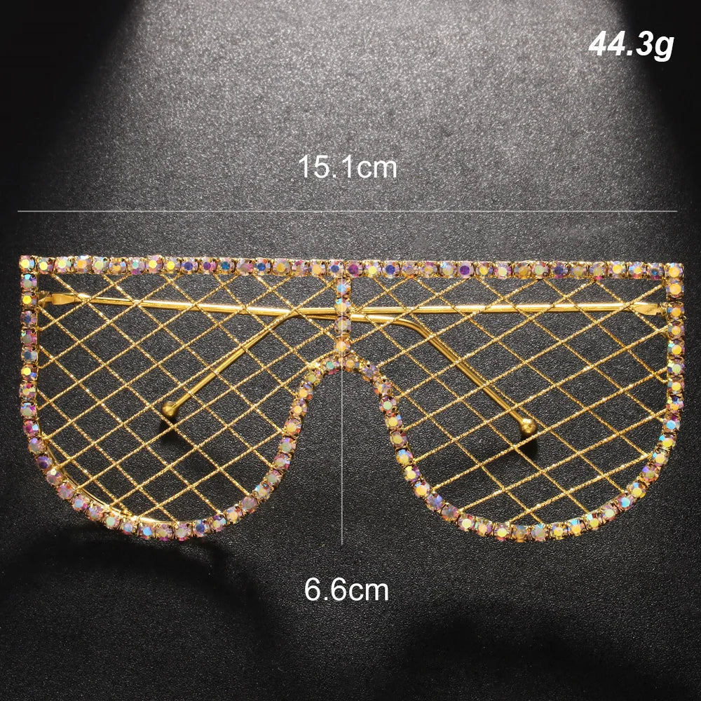 Stonefans “Facebreaker 2025” Mesh Crystal Frames – Y2K Rockstar Face Jewelry for Women, Belly Dance Bling & Headliner-Ready Statement Shades