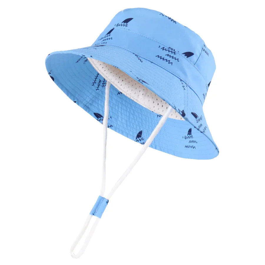 Shark Splash Baby Sun Hat – playful bucket cap with summer-proof UV defense