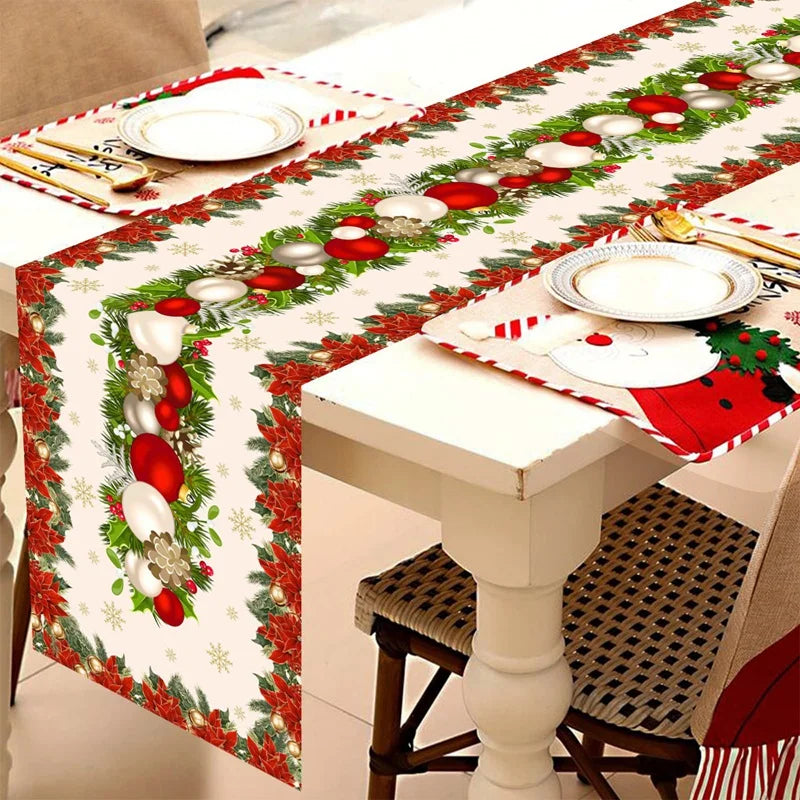 FestiveFeast Christmas Table Runner – Merry Christmas Home Decoration 2025–2026, Holiday Dining Table Decor & New Year Ornament 🎄✨